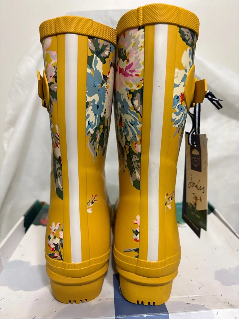 Joules Floral Rain Boots size US 7 NWT